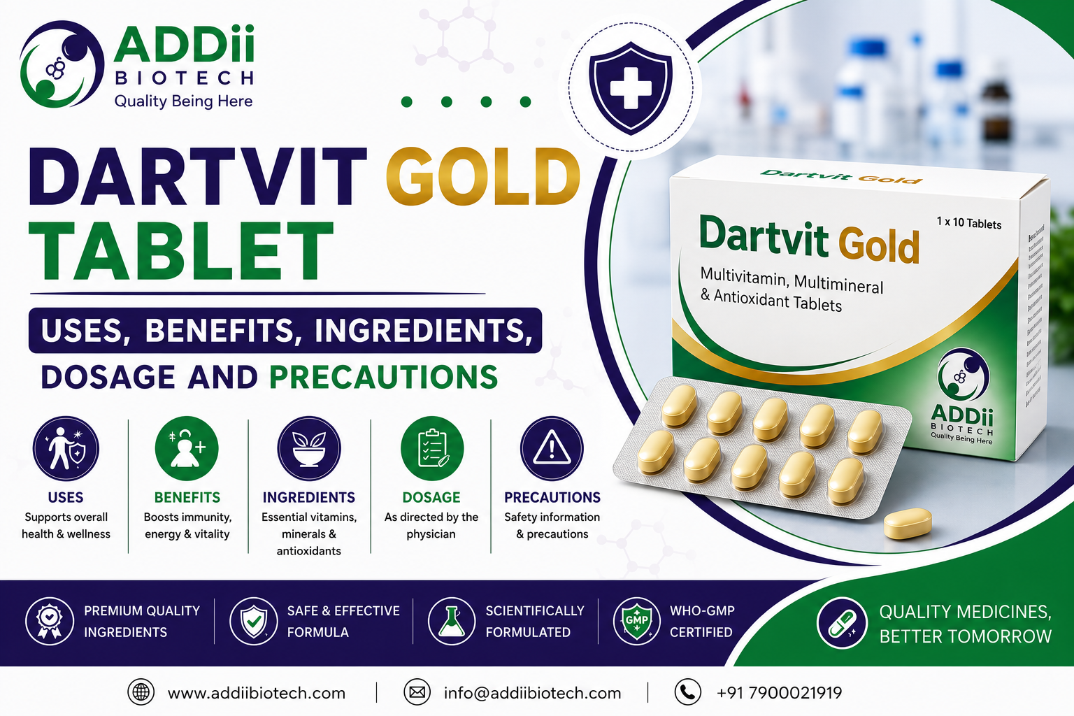 Dartvit Gold Tablet Uses, Benefits, Ingredients, Dosage and Precautions