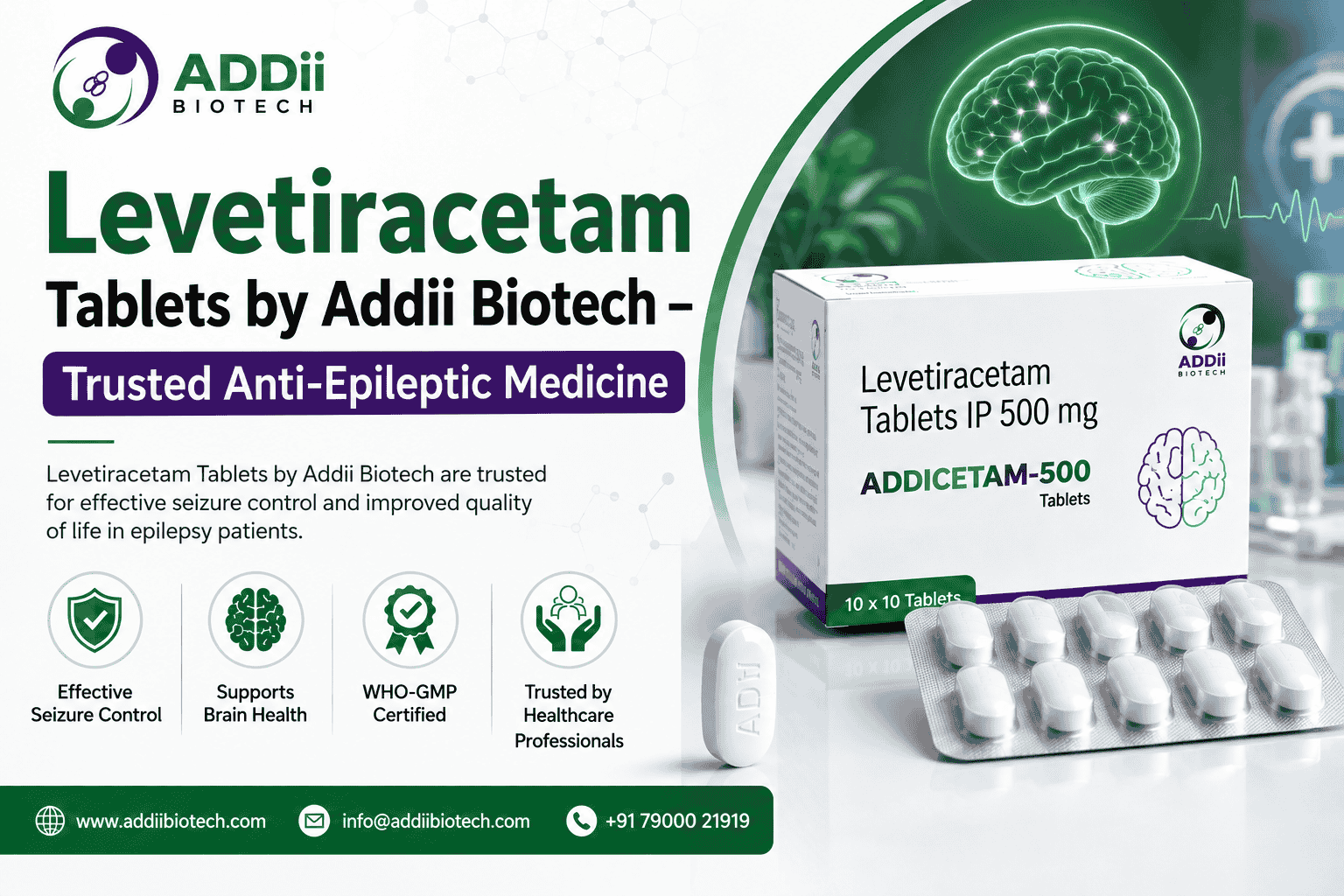 Levetiracetam Tablets by Addii Biotech – Trusted Anti-Epileptic Medicine